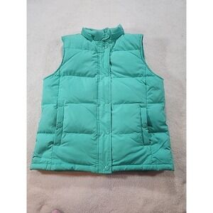 Gap Puffer Vest Womens‎ Small Green Full Zip Pockets Mock Neck Casual Windproof